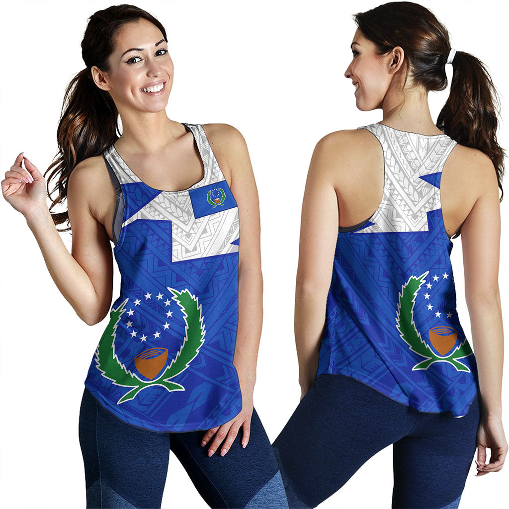 Pohnpei State Women Tank Polynesian Tattoo Flag And Coat Of Arms