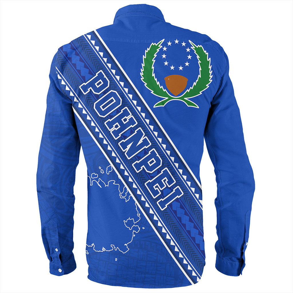 Pohnpei State Long Sleeve Shirt Flag And Coat Of Arms