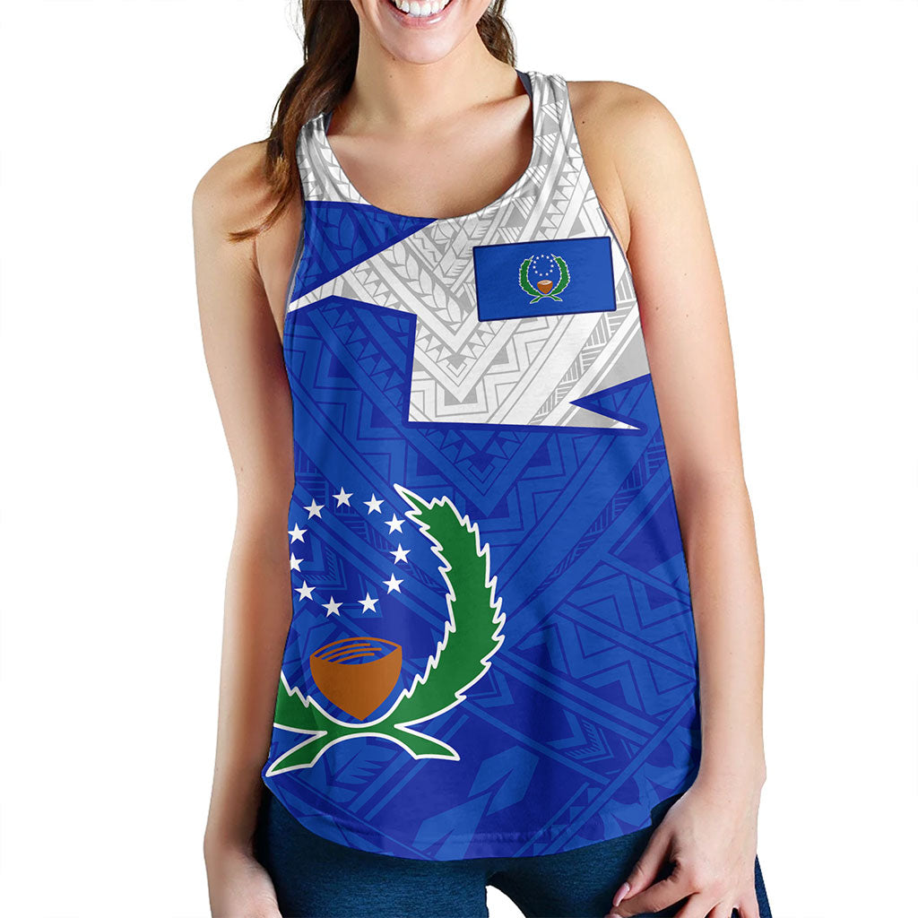 Pohnpei State Women Tank Polynesian Tattoo Flag And Coat Of Arms