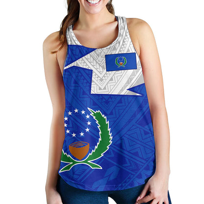 Pohnpei State Women Tank Polynesian Tattoo Flag And Coat Of Arms