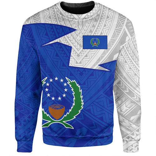 Pohnpei State Sweatshirt Polynesian Tattoo Flag And Coat Of Arms