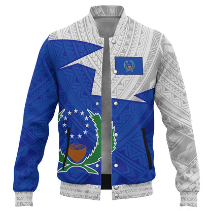 Pohnpei State Baseball Jacket Polynesian Tattoo Flag And Coat Of Arms