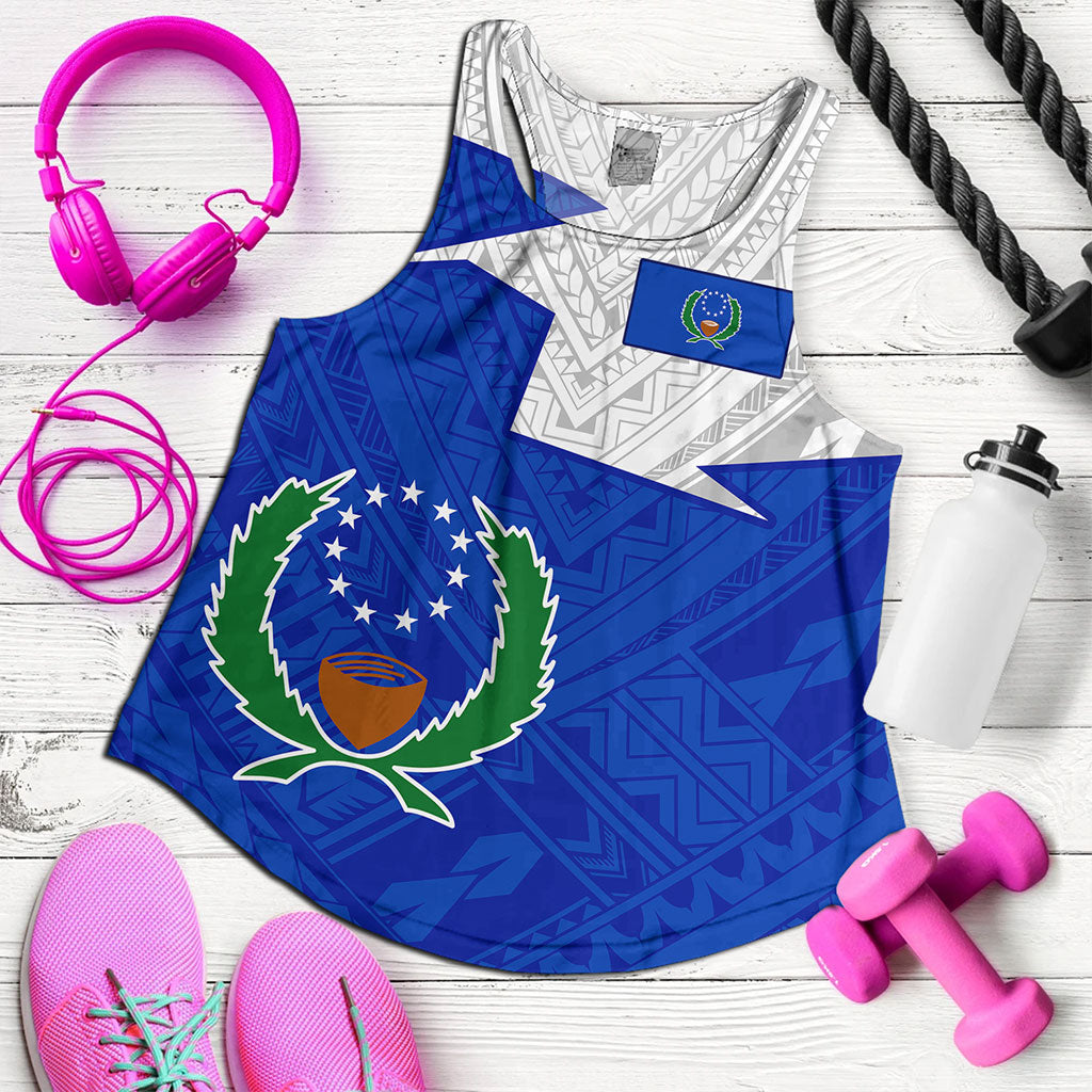 Pohnpei State Women Tank Polynesian Tattoo Flag And Coat Of Arms