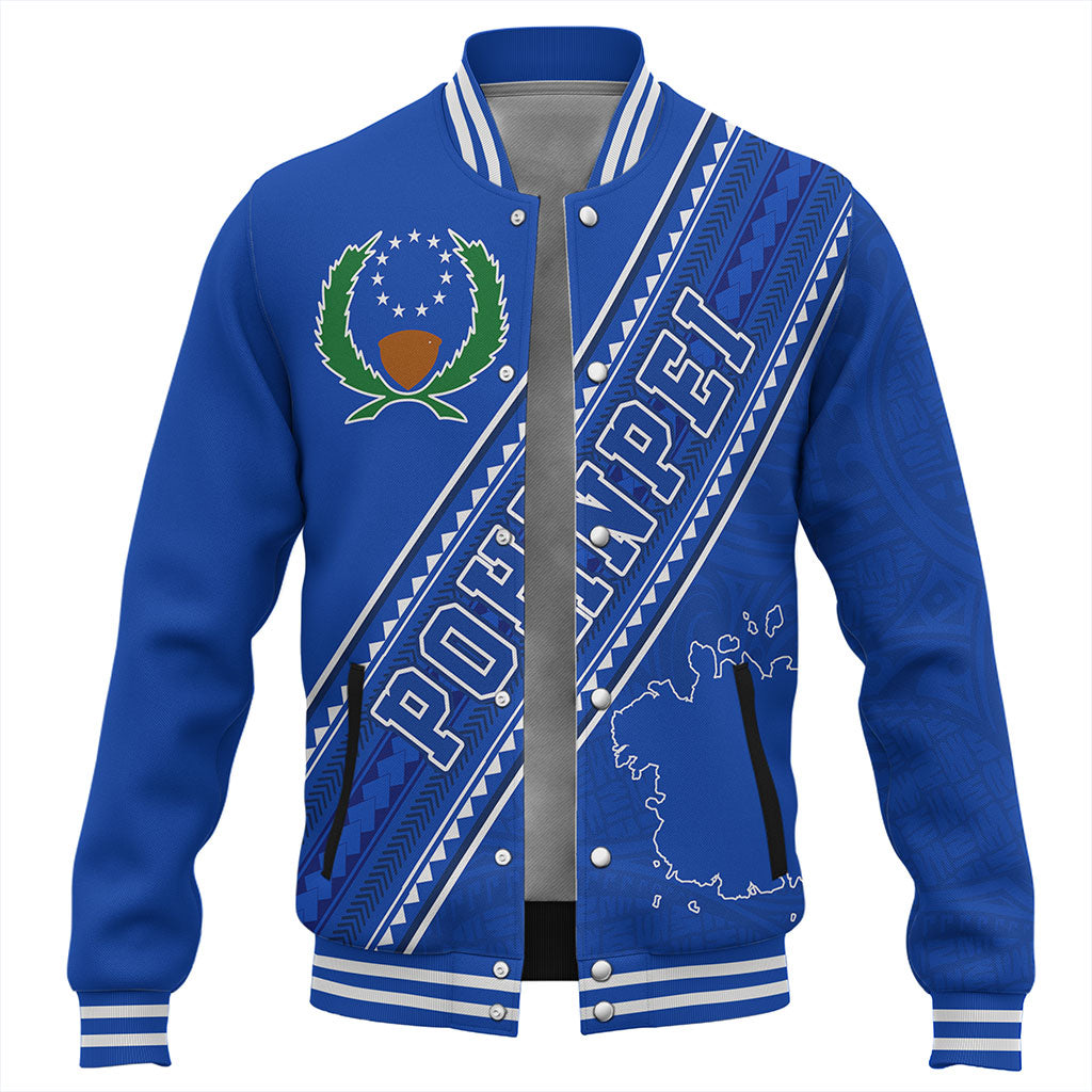 Pohnpei State Baseball Jacket Flag And Coat Of Arms