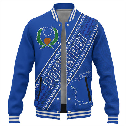 Pohnpei State Baseball Jacket Flag And Coat Of Arms