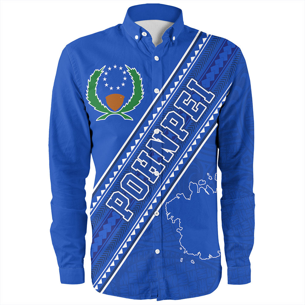 Pohnpei State Long Sleeve Shirt Flag And Coat Of Arms
