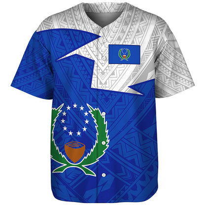 Pohnpei State Baseball Shirt Polynesian Tattoo Flag And Coat Of Arms