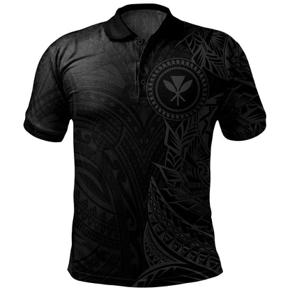 Hawaii Polo Shirt Kanaka Tribal Tattoo Grey