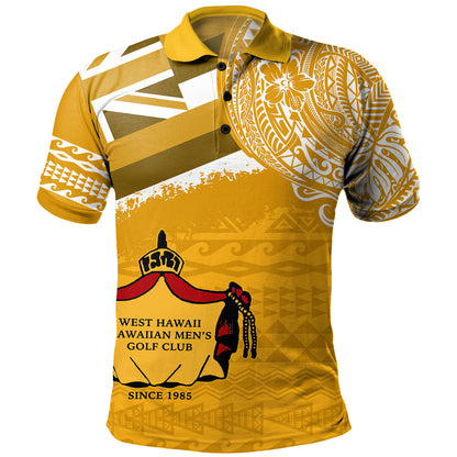 Hawaii Polo Shirt West Hawaii Hawaiian Men Gold Club