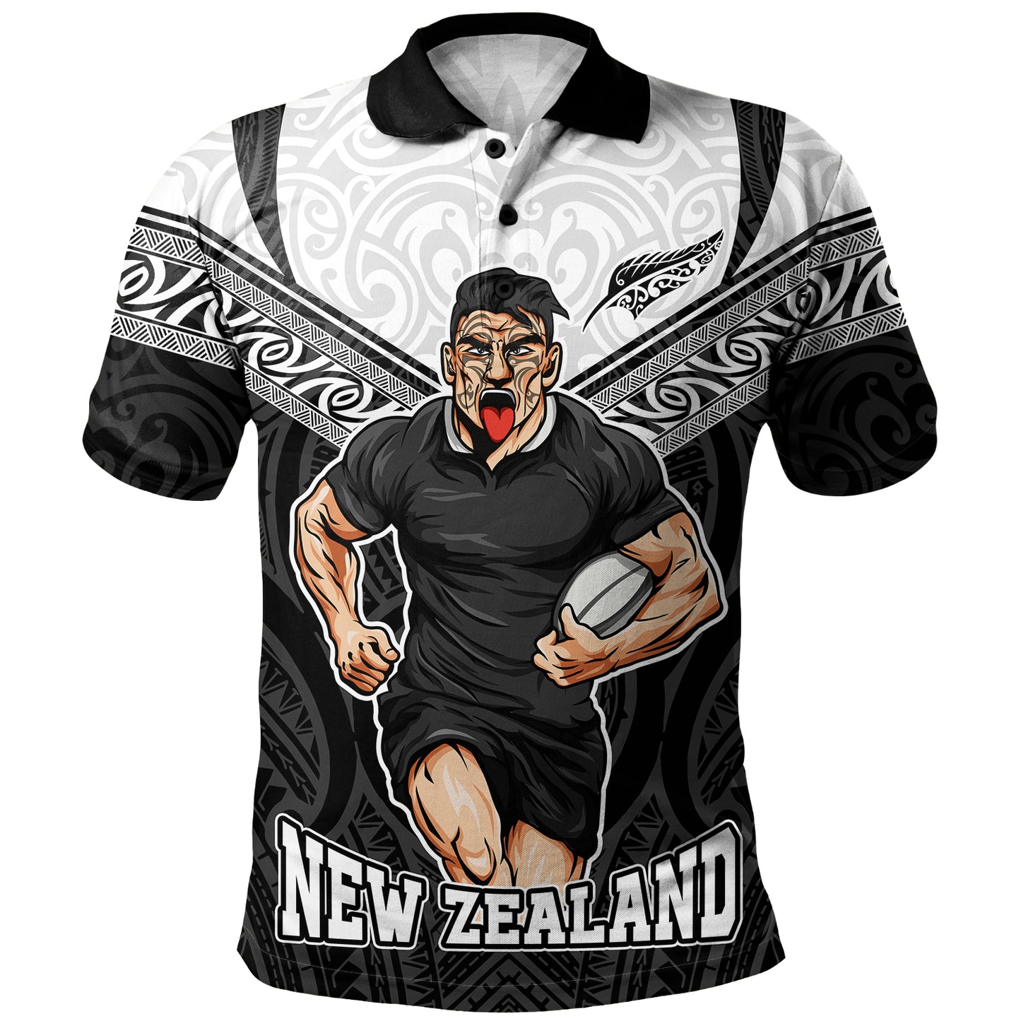New Zealand Polo Shirt Rugby Maori Tribal Sport Style