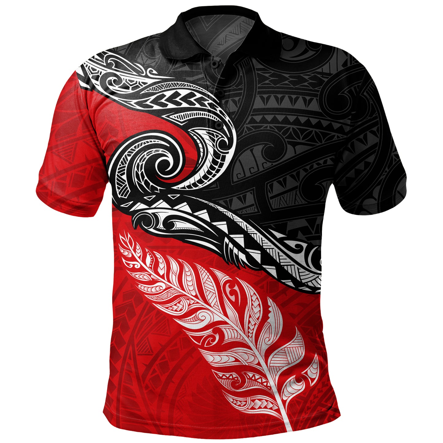 New Zealand Polo Shirt Maori Tribal Design Flag With Silver Fern