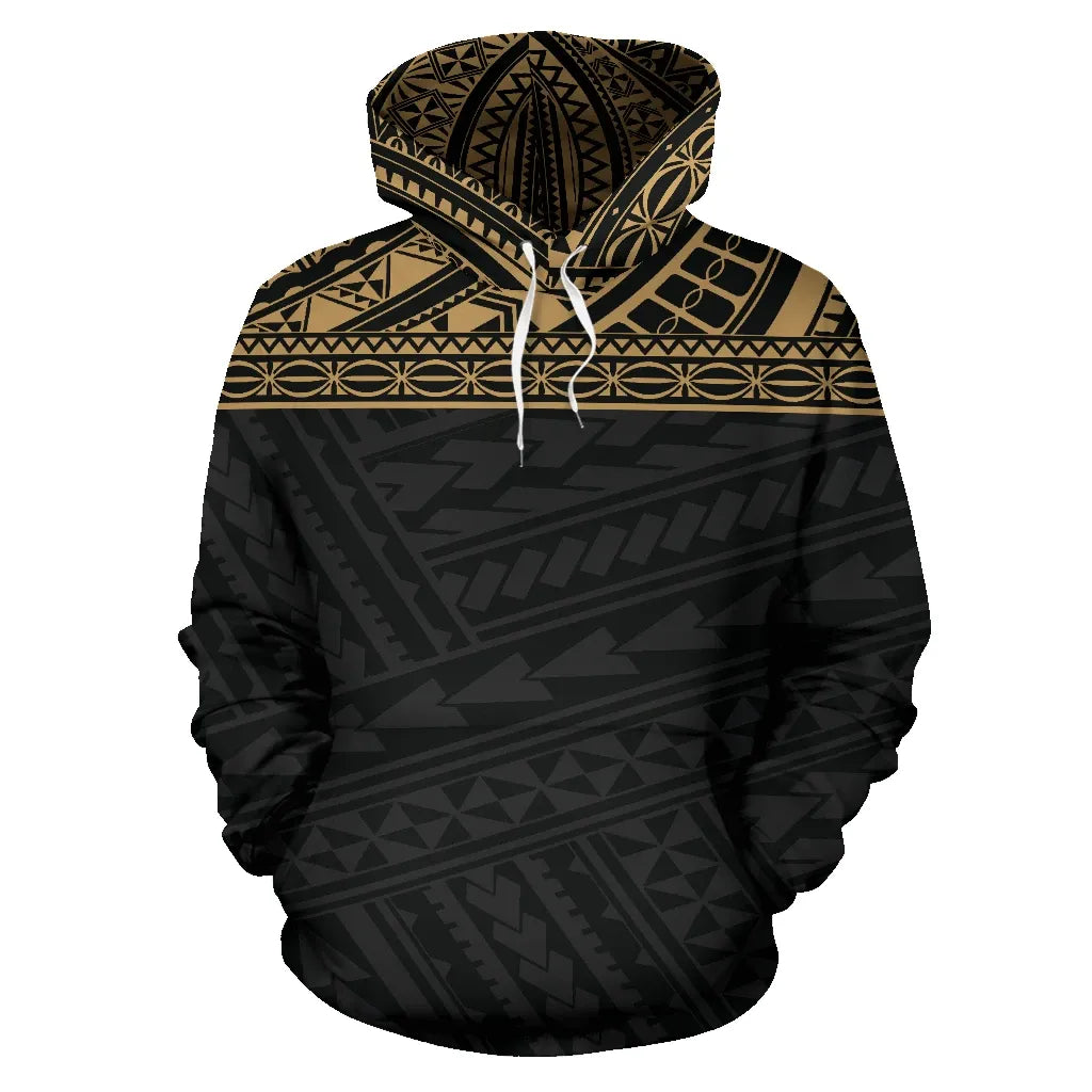 Poly All Over Hoodie - Polynesian Gold Black Version