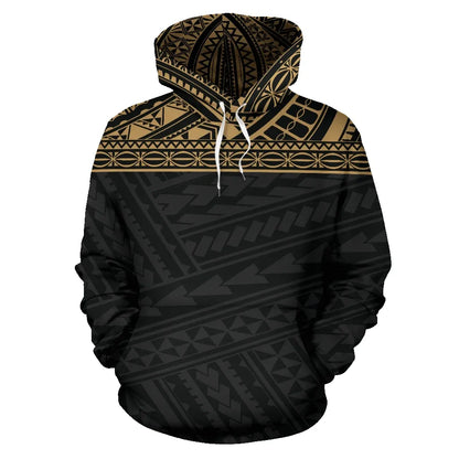 Poly All Over Hoodie - Polynesian Gold Black Version