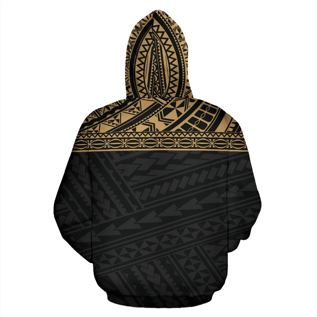 Poly All Over Hoodie - Polynesian Gold Black Version