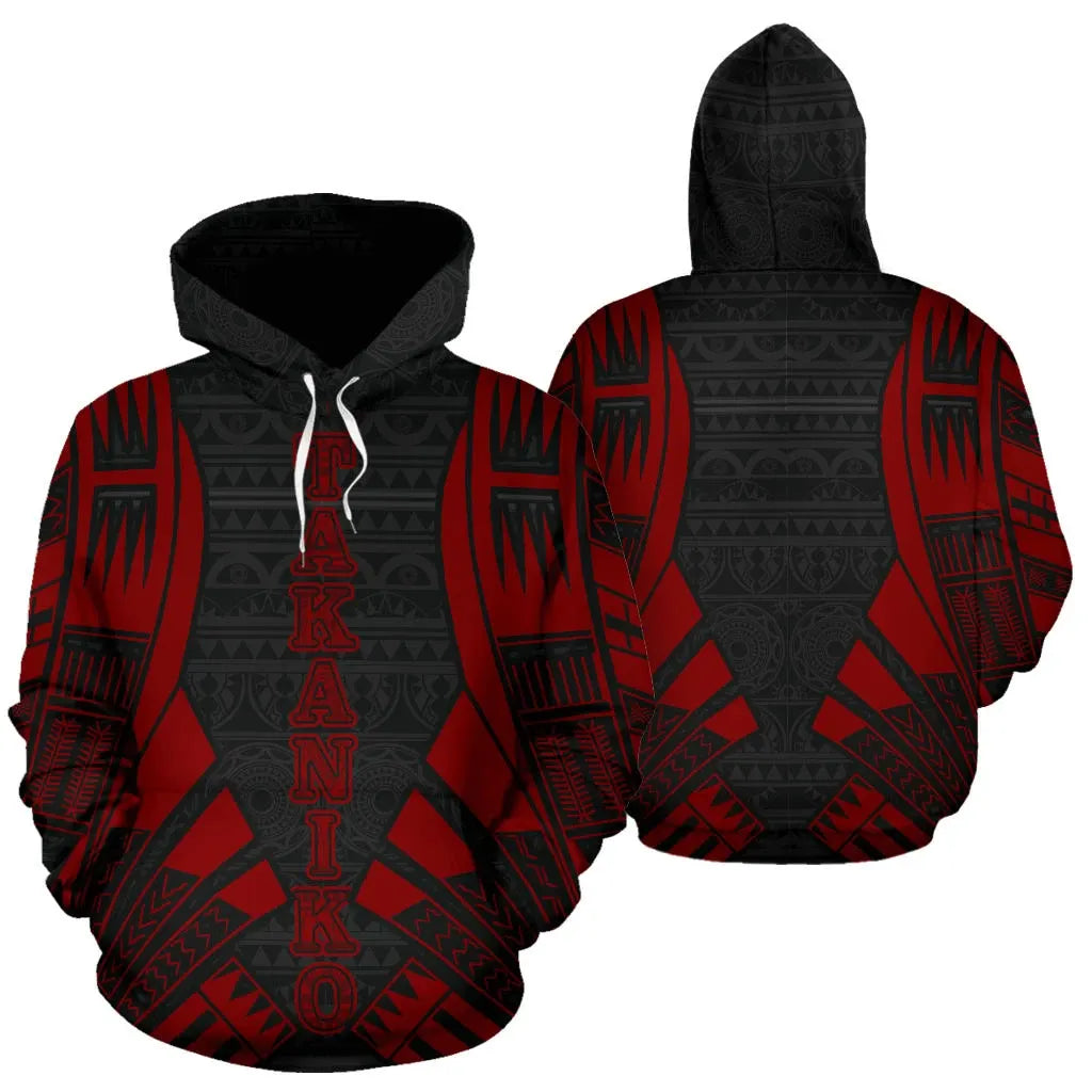 Poly All Over Hoodie - Polynesian Tattoo Red Custom Personalised Takaniko Style