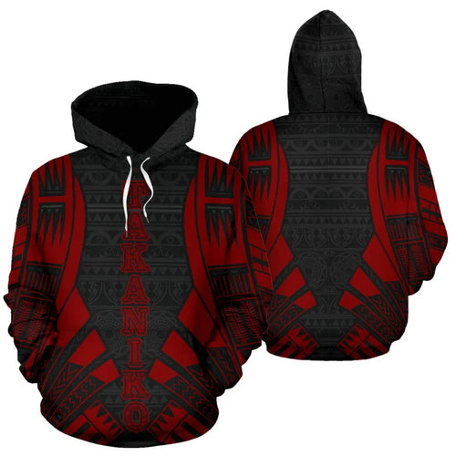 Poly All Over Hoodie - Polynesian Tattoo Red Custom Personalised Takaniko Style