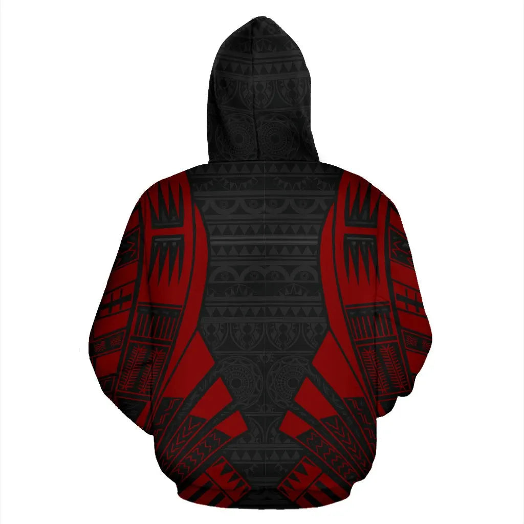 Poly All Over Hoodie - Polynesian Tattoo Red Custom Personalised Takaniko Style