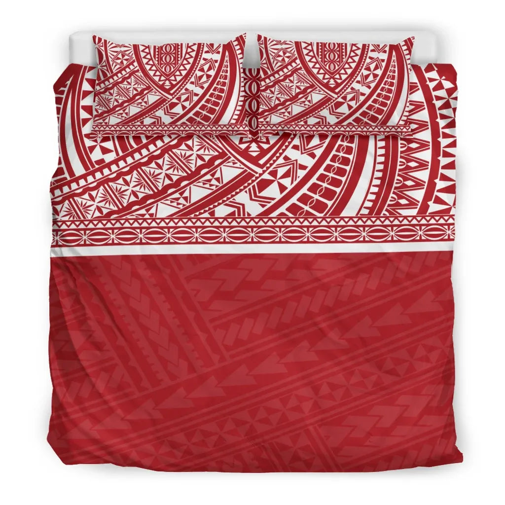 Poly Duvet Cover Set - Polynesian Red Style