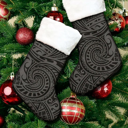 Hawaii Christmas Stocking Polynesia Tribal Grey