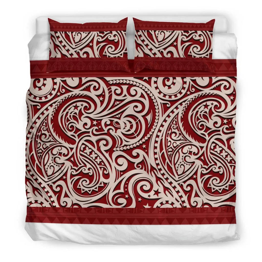 Polynesia Pattern Luxury Duvet Cover Set - Red