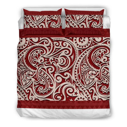 Polynesia Pattern Luxury Duvet Cover Set - Red