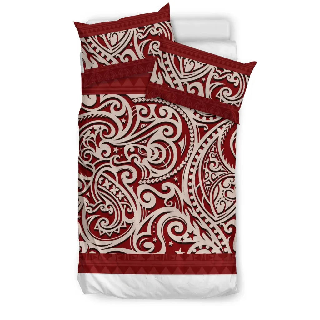 Polynesia Pattern Luxury Duvet Cover Set - Red