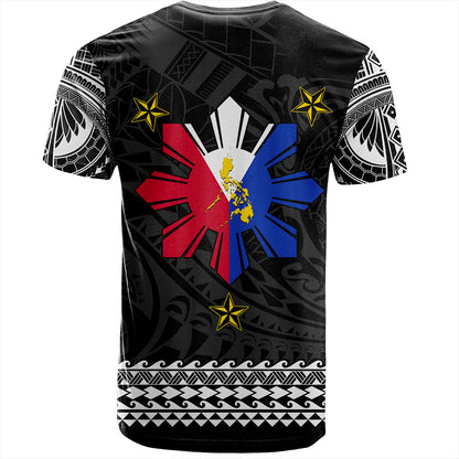Philippines Filipinos T-Shirt Polynesian Tribal Filipinos Tattoo Sun Star With Flag