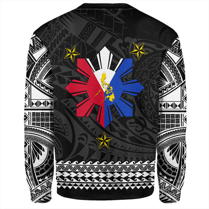 Philippines Filipinos Sweatshirt Polynesian Tribal Filipinos Tattoo Sun Star With Flag