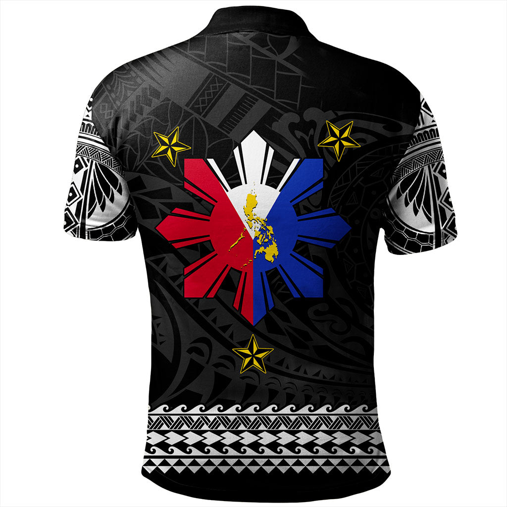 Philippines Filipinos Polo Shirt Polynesian Tribal Filipinos Tattoo Sun Star With Flag