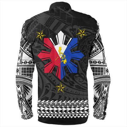 Philippines Filipinos Long Sleeve Shirt Polynesian Tribal Filipinos Tattoo Sun Star With Flag