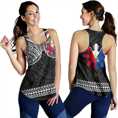 Philippines Filipinos Women Tank Polynesian Tribal Filipinos Tattoo Sun Star With Flag