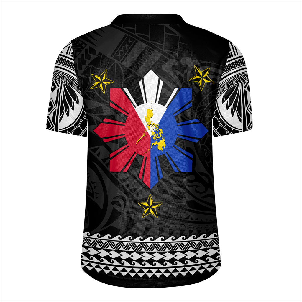 Philippines Filipinos Rugby Jersey Polynesian Tribal Filipinos Tattoo Sun Star With Flag