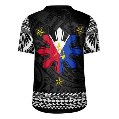 Philippines Filipinos Rugby Jersey Polynesian Tribal Filipinos Tattoo Sun Star With Flag