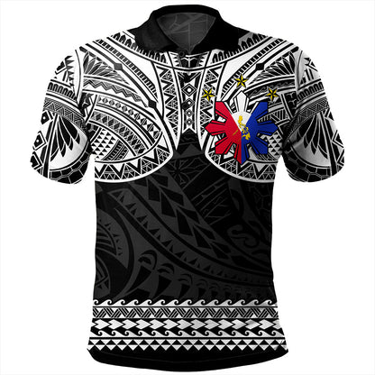 Philippines Filipinos Polo Shirt Polynesian Tribal Filipinos Tattoo Sun Star With Flag