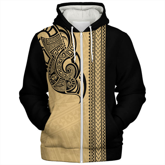 Hawaii Sherpa Hoodie Polynesia Tribal Tattoo