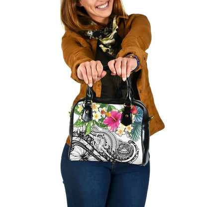 Polynesian American Samoa Shoulder Handbag - Summer Plumeria (White)