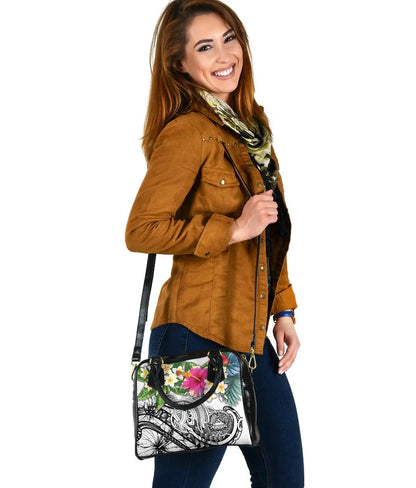 Polynesian American Samoa Shoulder Handbag - Summer Plumeria (White)