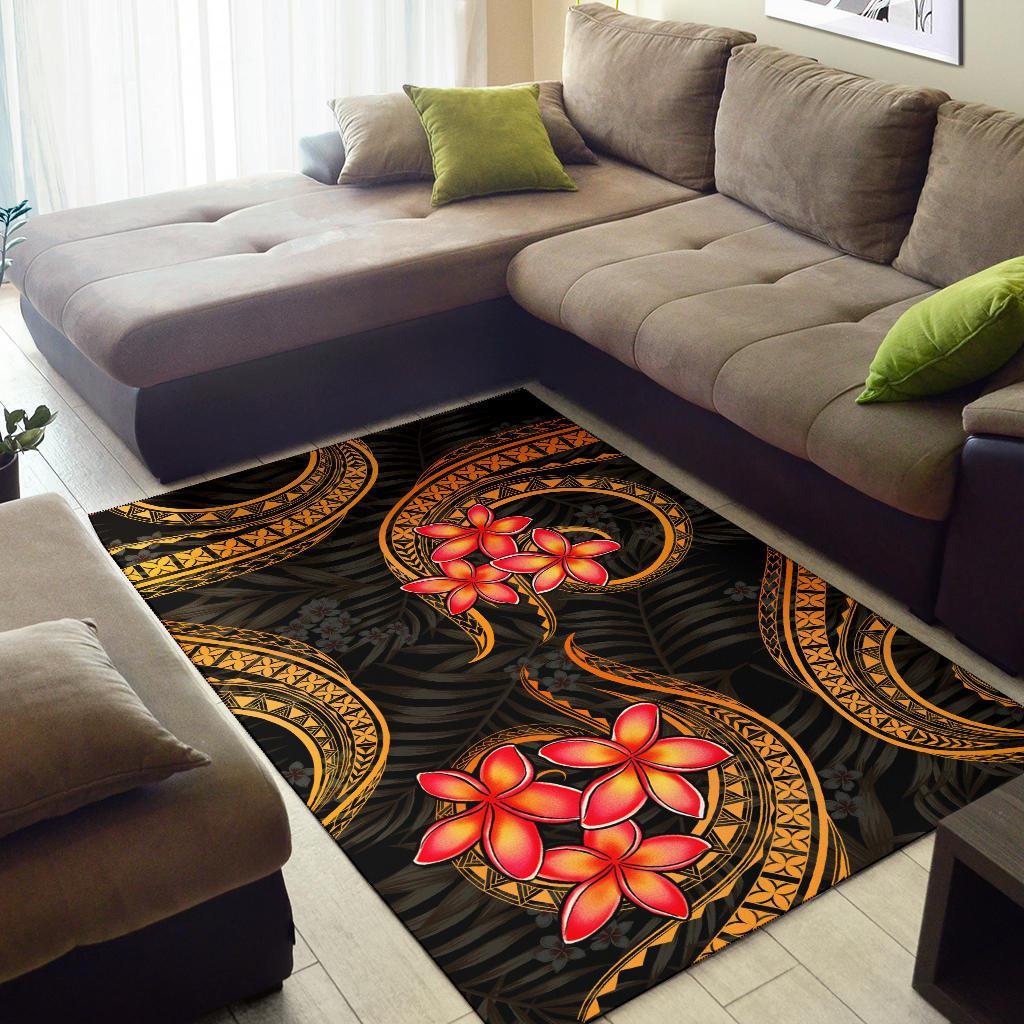 Polynesian Area Rug - Gold Plumeria