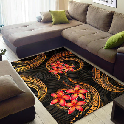 Polynesian Area Rug - Gold Plumeria