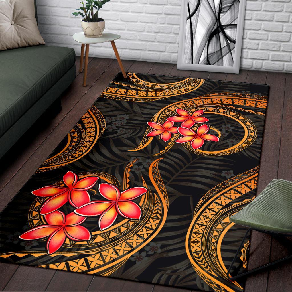 Polynesian Area Rug - Gold Plumeria
