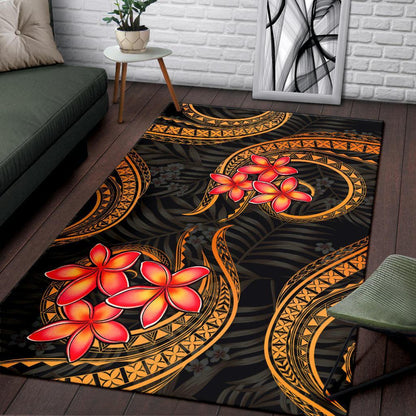 Polynesian Area Rug - Gold Plumeria