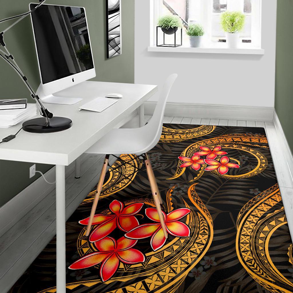 Polynesian Area Rug - Gold Plumeria