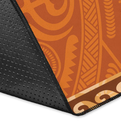 Polynesian Area Rug - Hibiscus And Turtle Vintage Pattern