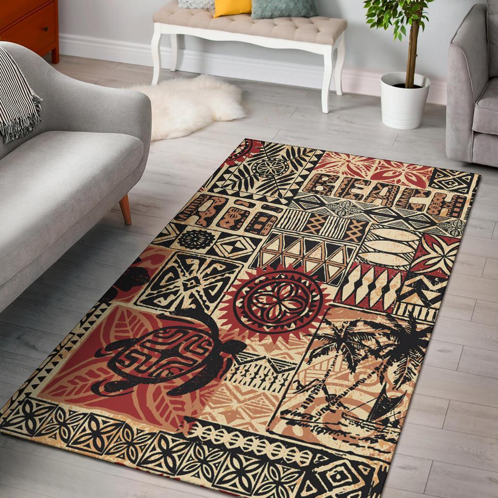 Hawaii Polynesian Area Rug - Hawaiian Style Tribal Fabric Patchwork ...