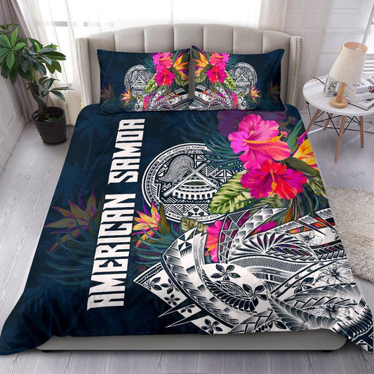 Polynesian Bedding Set - American Samoa Duvet Cover - Polynesian Hibiscus With Summer Vibes