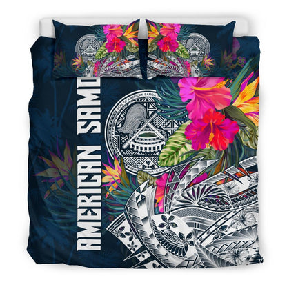 Polynesian Bedding Set - American Samoa Duvet Cover - Polynesian Hibiscus With Summer Vibes