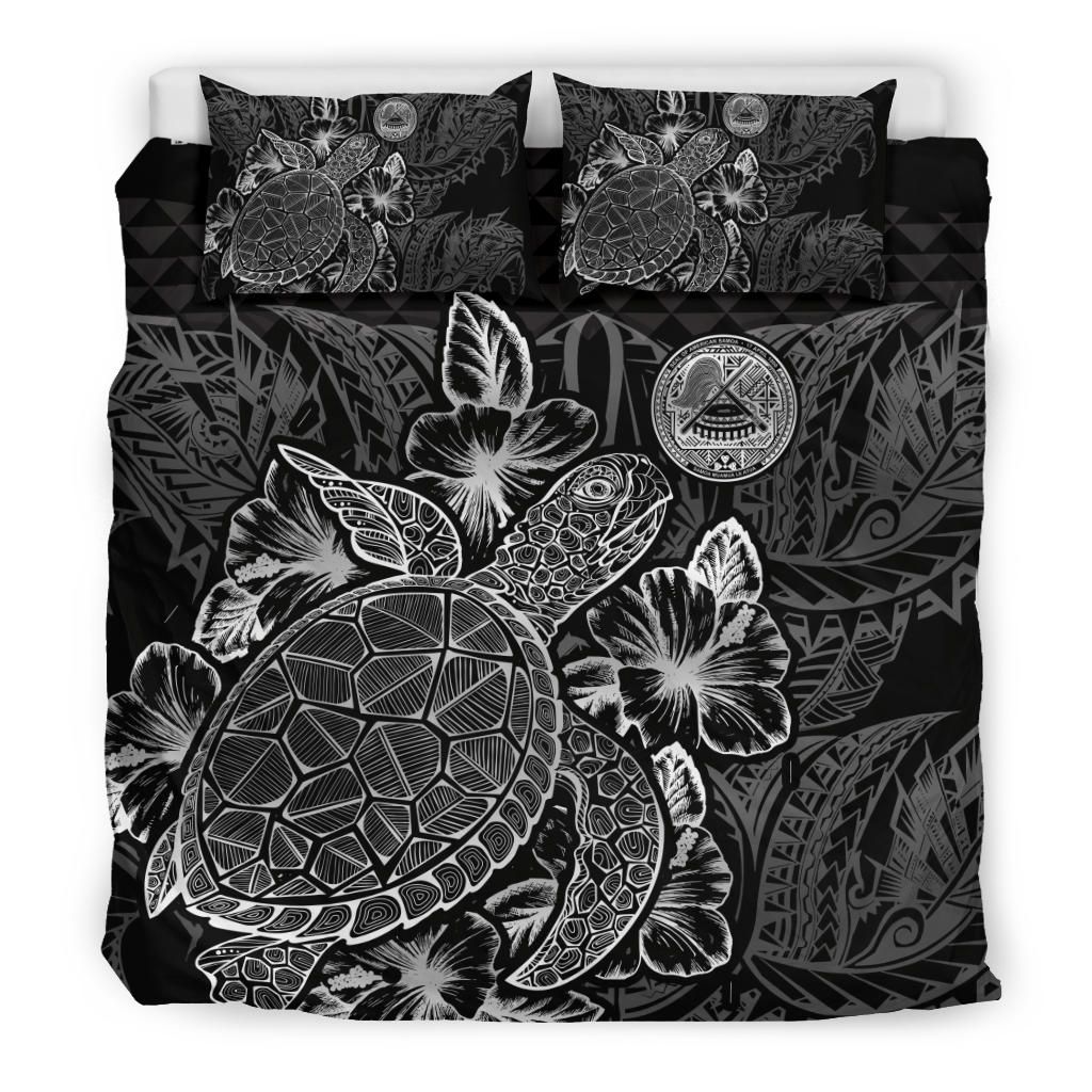 Polynesian Bedding Set - American Samoa Duvet Cover Set Black Color