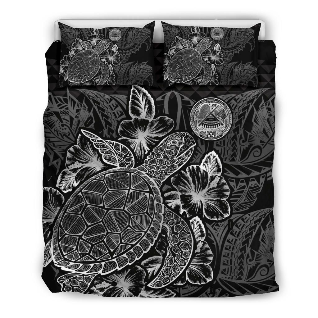 Polynesian Bedding Set - American Samoa Duvet Cover Set Black Color