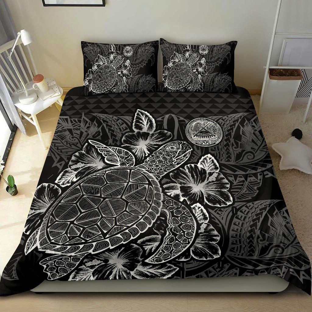 Polynesian Bedding Set - American Samoa Duvet Cover Set Black Color