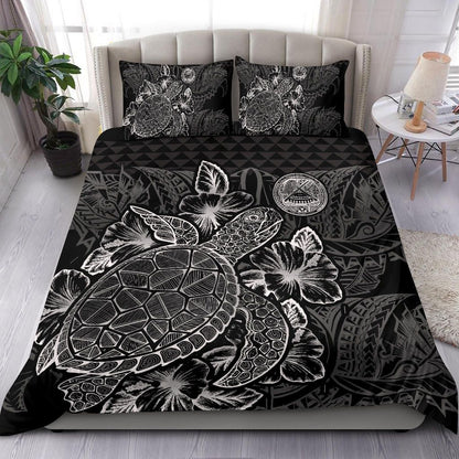 Polynesian Bedding Set - American Samoa Duvet Cover Set Black Color